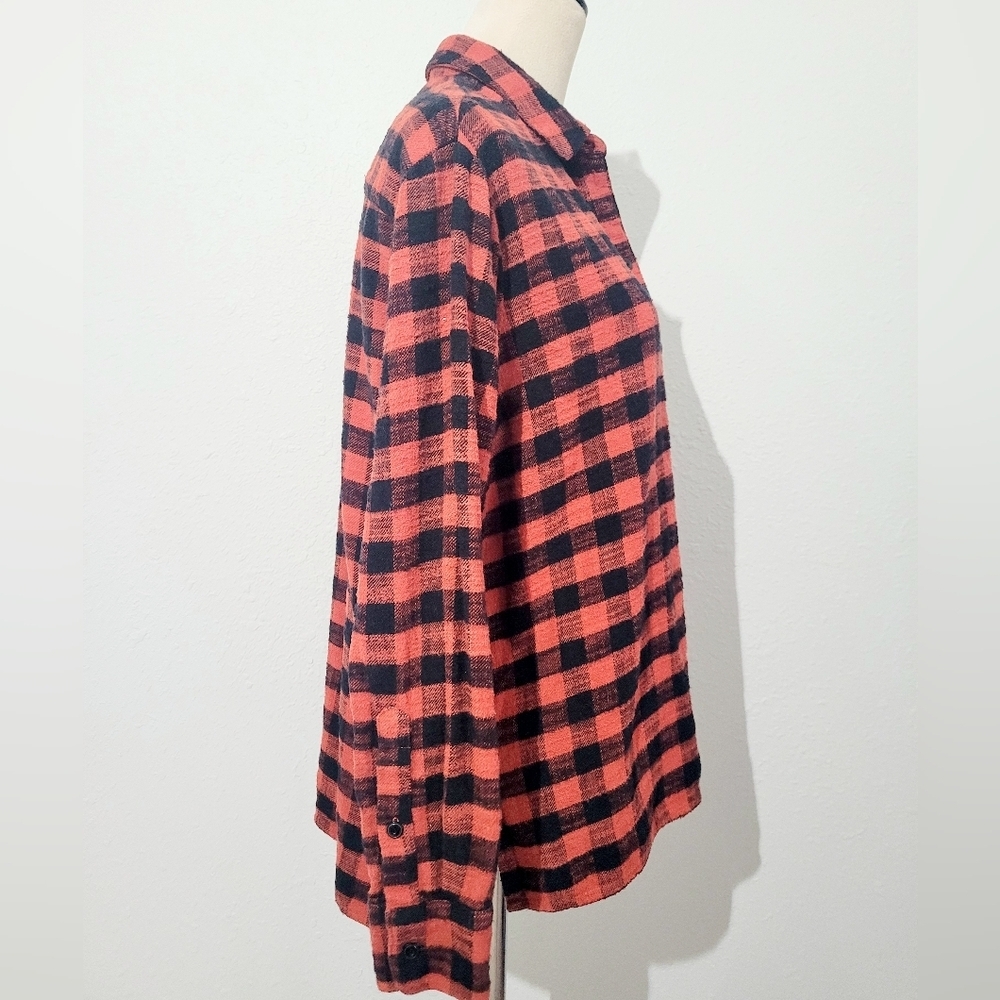 Madewell Woman Buffalo Plaid Flannel Shirt Small Red Black 100% Cotton Oversize - Picture 4 of 12